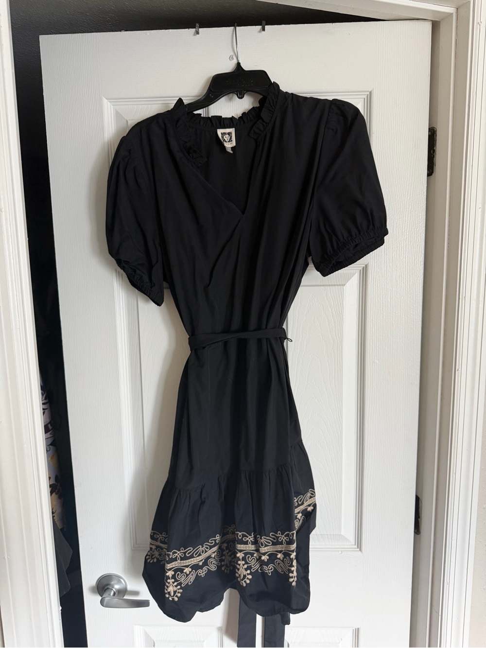 Anne Klein Black Shift Dress with Tie Waist